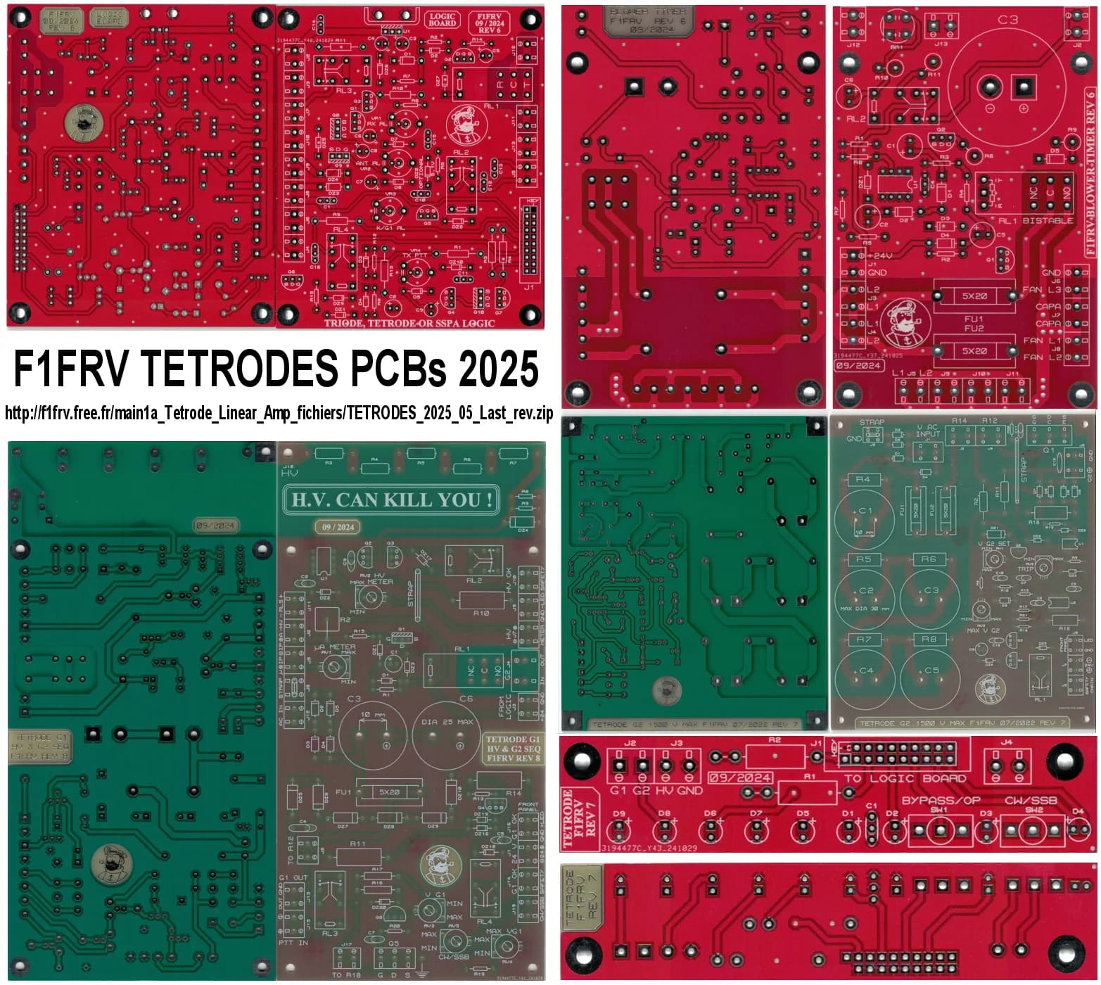 Circuits imprimés pour amplificateur avec Tetrode de puissance