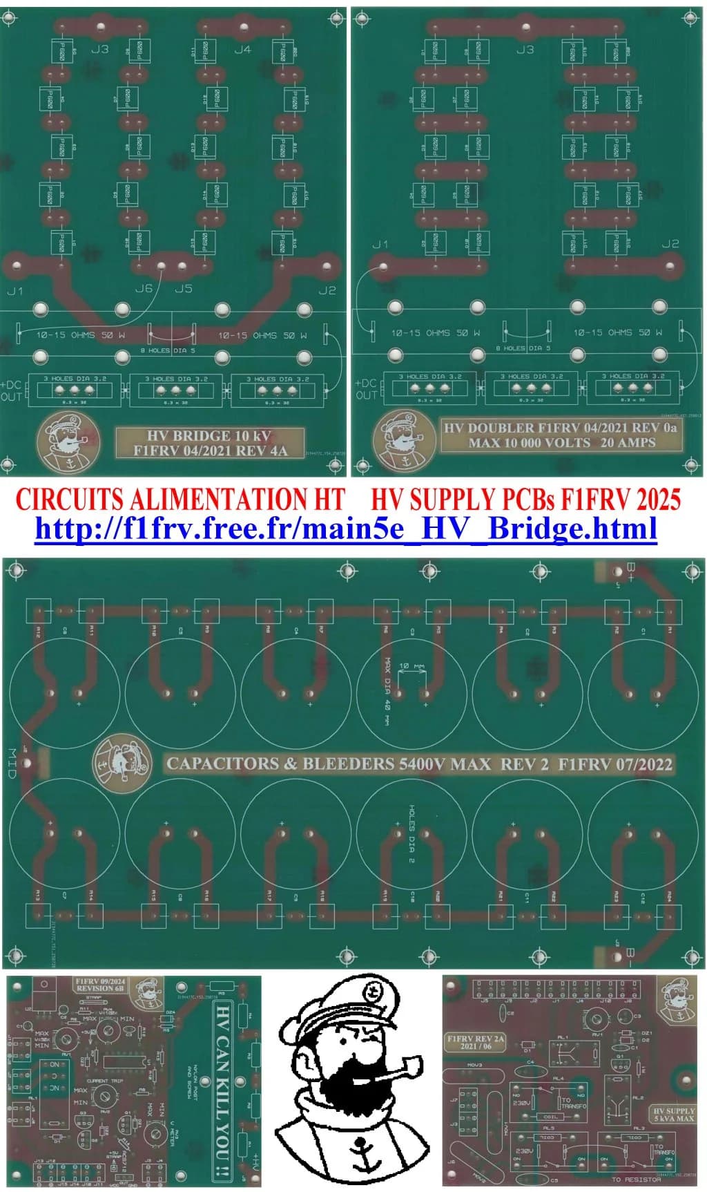 Jeu de 5 circuits imprimés pour alimentation Haute Tension d'amplificateur