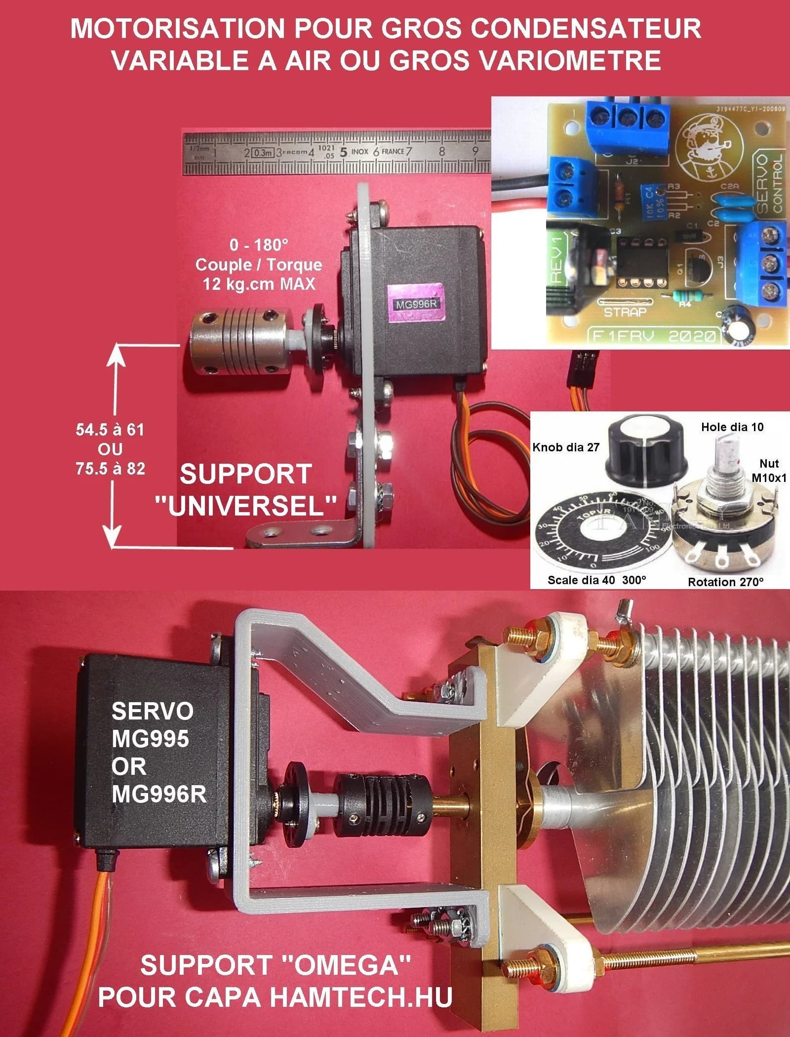 Motorisation pour gros condensateur variable à air ou gros variomètre