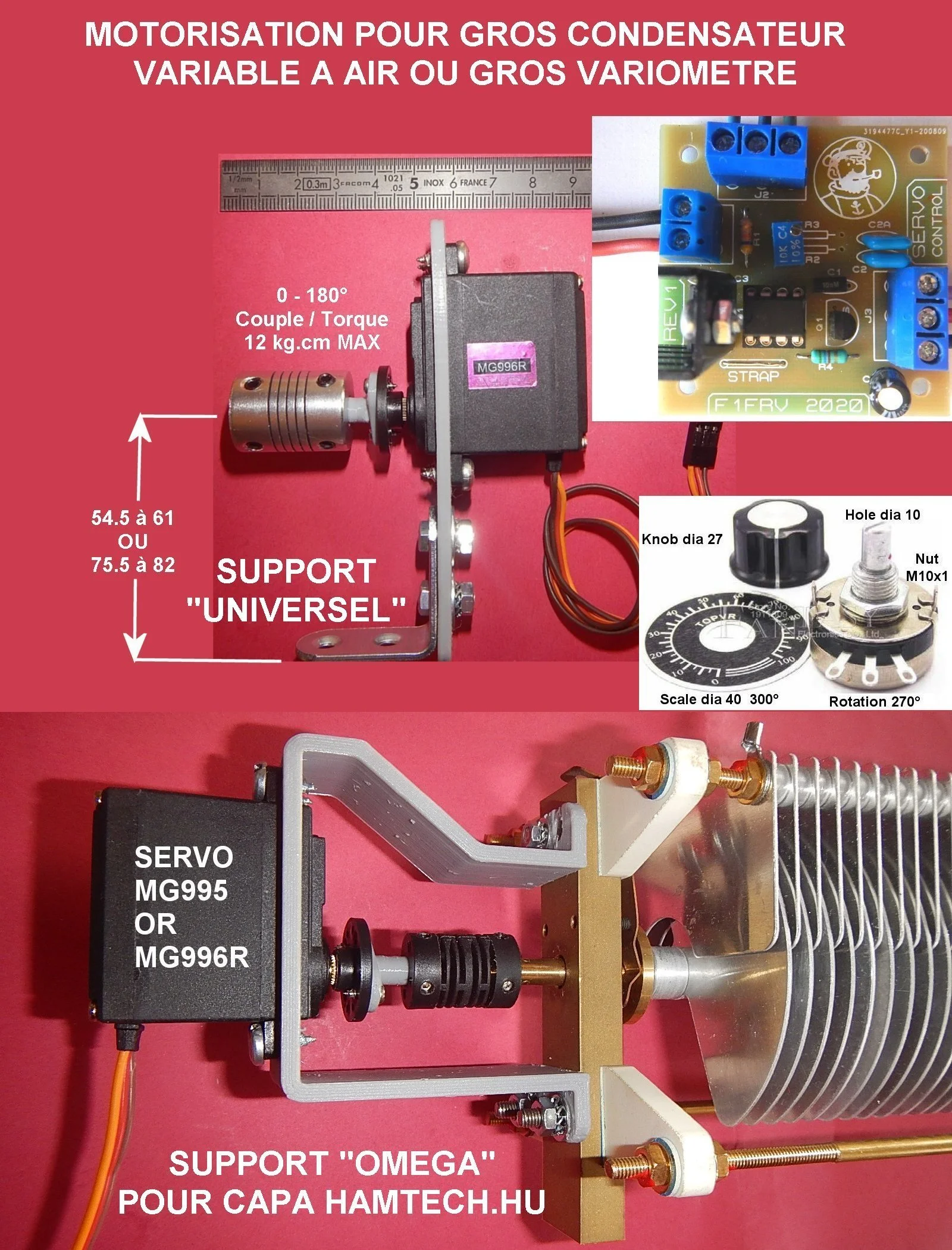 Motorisation pour gros condensateur variable à air ou gros variomètre