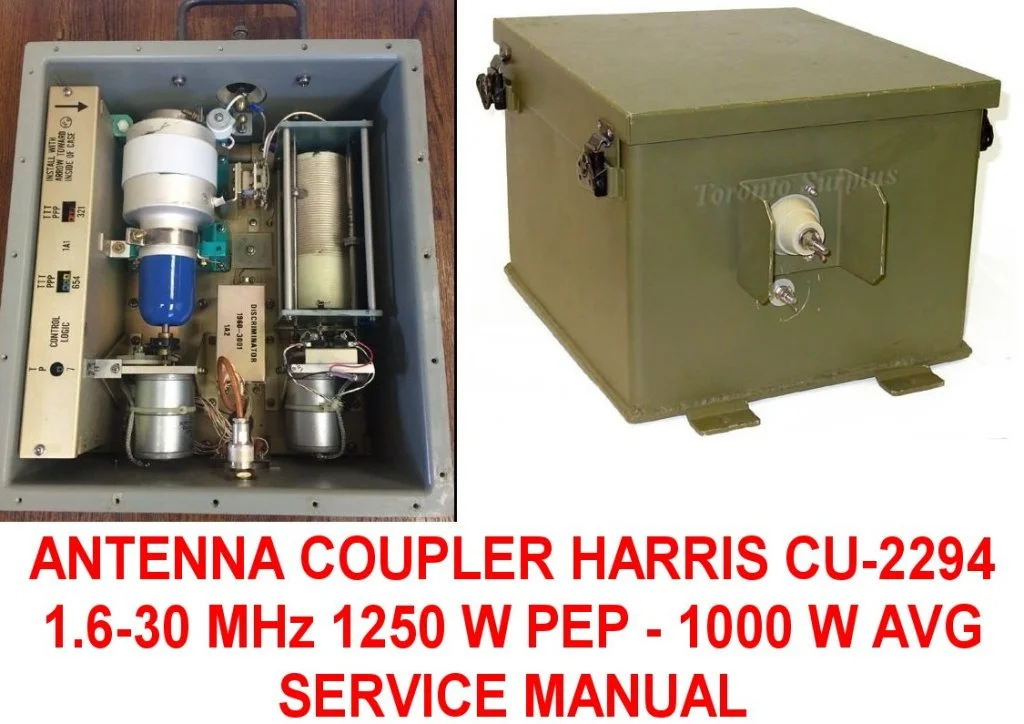 Manuel de maintenance et utilisation pour coupleur automatique HARRIS CU-2294 1.25 kW 1.6-30 MHz